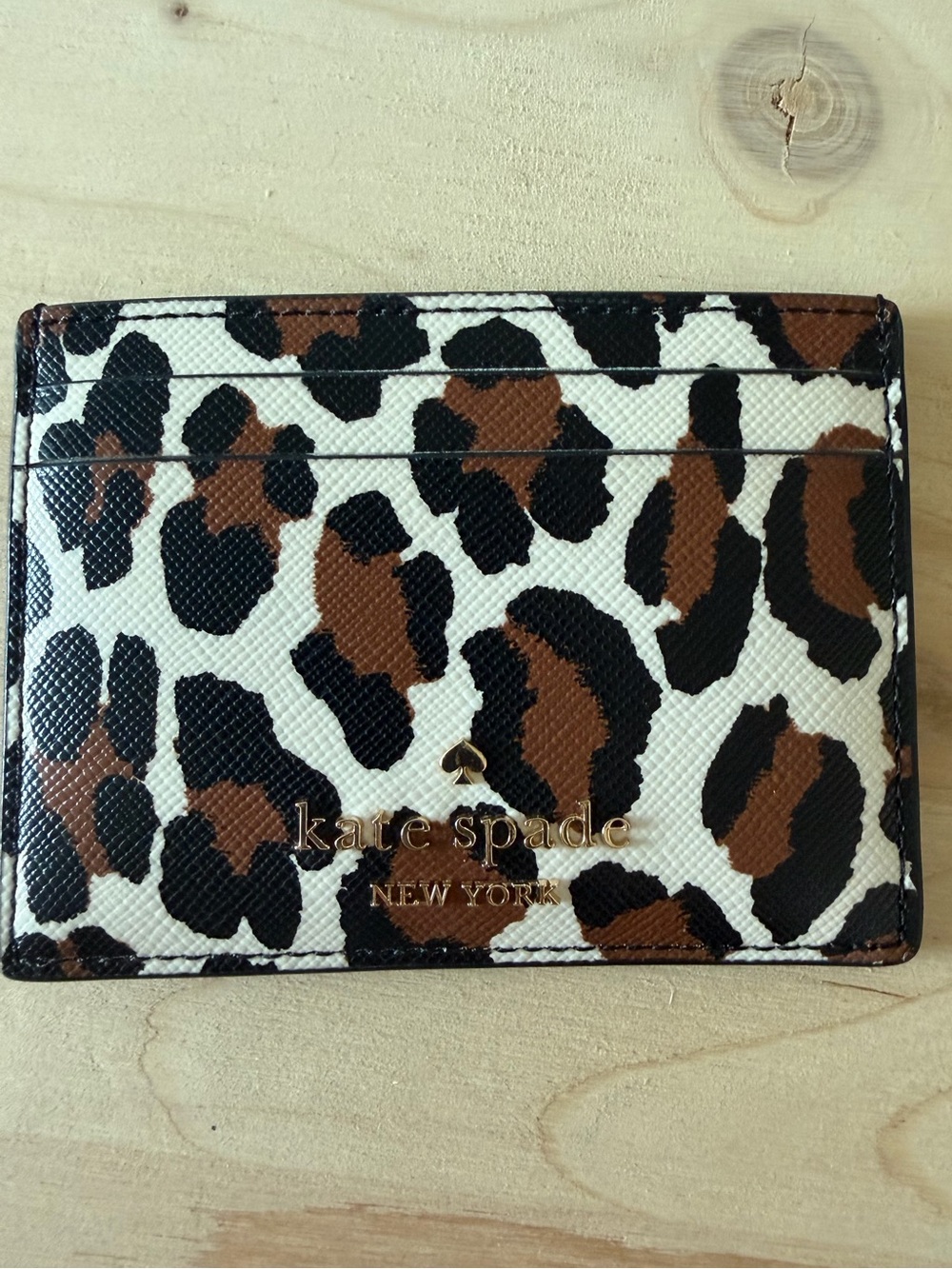 kate spade Leopard-Print Card Holder in Brown, Black & White